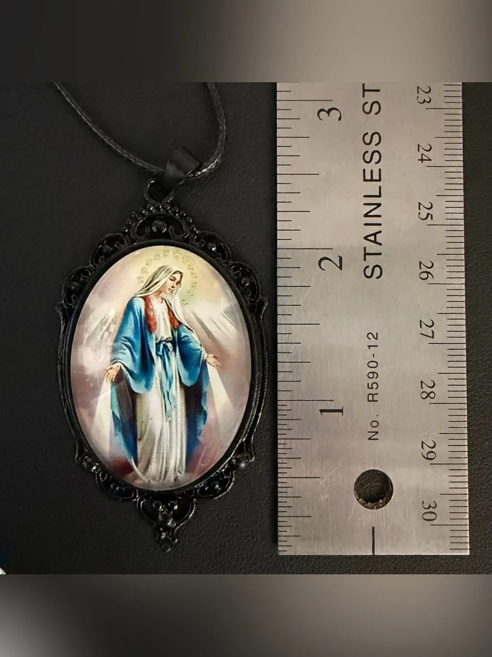 Vintage-Style Our Lady of Grace Virgin Mary Pendant Necklace
